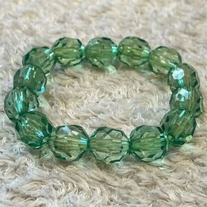 Handmade Green Faceted Crystal‎ Bead Stretch Bracelet for Women Adjustable